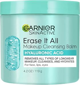 Garnier Erase It All Makeup Cleansing Balm with Hyaluronic Acid, Replumping Facial Cleanse